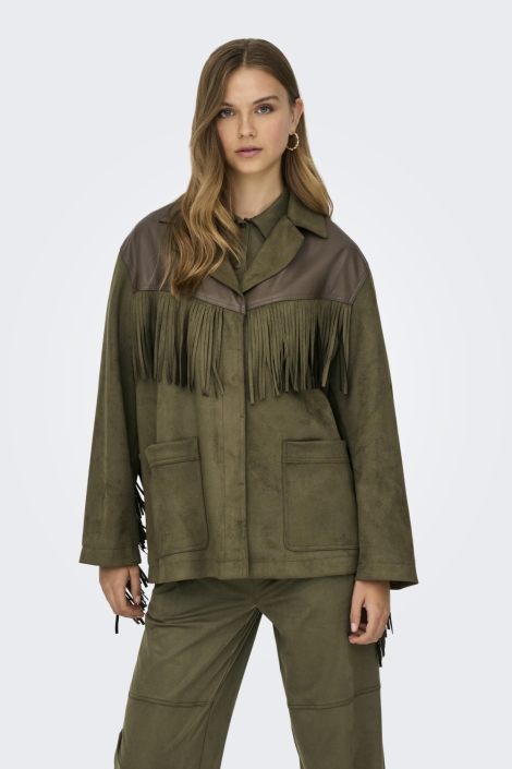 Only groene dames jas | Model vooraanzicht