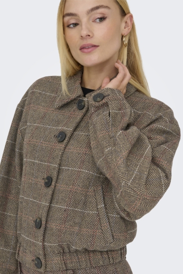 Only ONLRICCA LIFE CHECK JACKET OTW 15356760 SEAL BROWN/CHECK