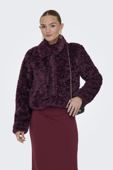 Only Jas ONLGINNY SHORT TEDDY JACKET OTW 15352795 MAUVE WINE