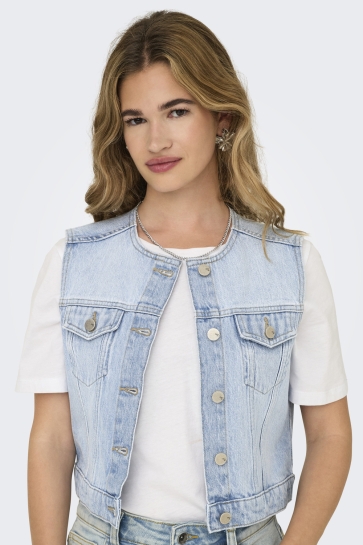 Only ONLFELIZ DNM WAISTCOAT ROUND COLLAR 15351937 Light Blue Denim