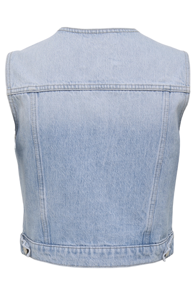 Only blauwe dames gilet | Achteraanzicht