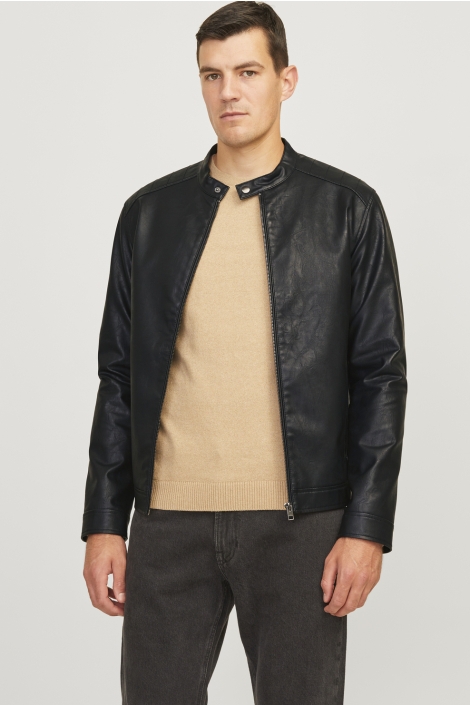 JJ Rebel zwarte heren jas | Vooraanzicht