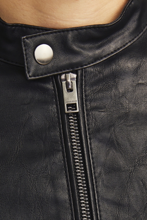 JJ Rebel zwarte heren jas | Close up