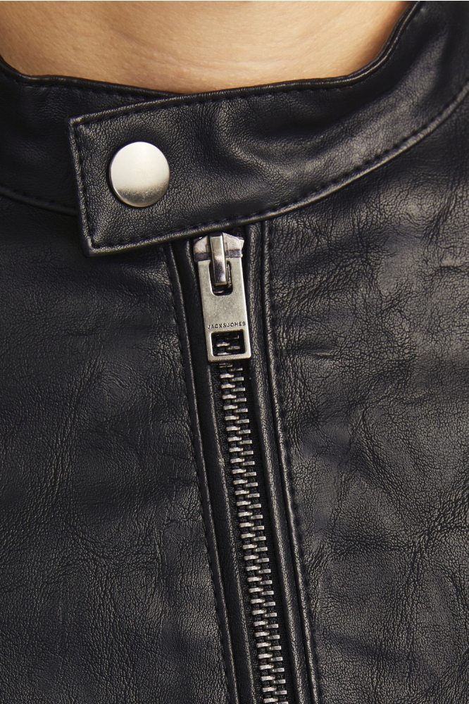 JJ Rebel zwarte heren jas | Close up