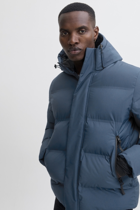 Jack & Jones blauwe heren jas | Close up