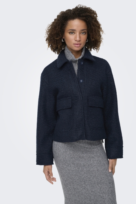 Only blauwe dames jas | Model vooraanzicht