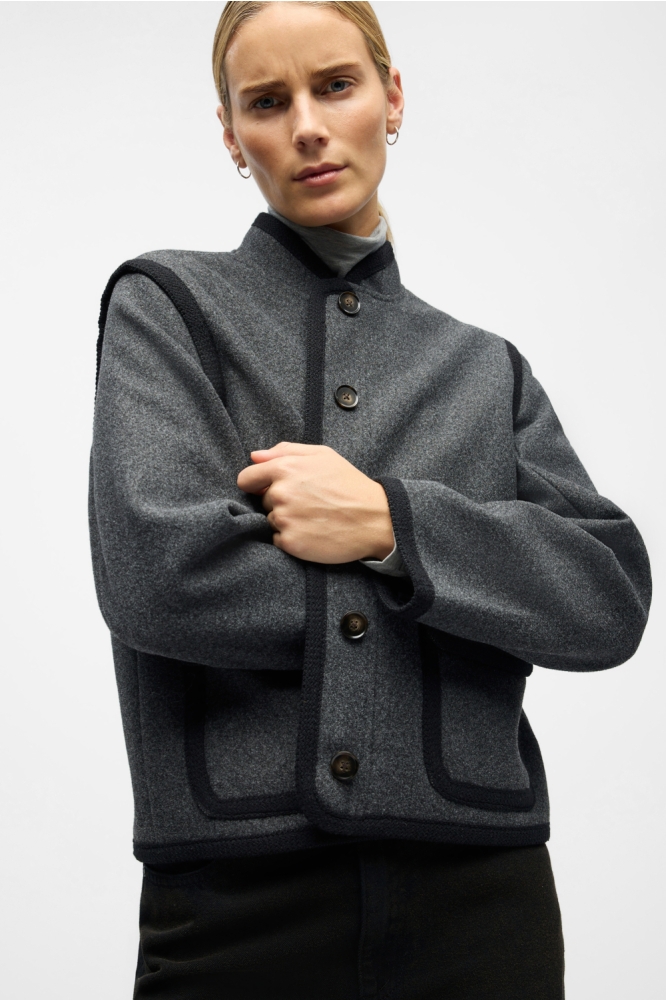 Object grijze dames blazer | Model vooraanzicht