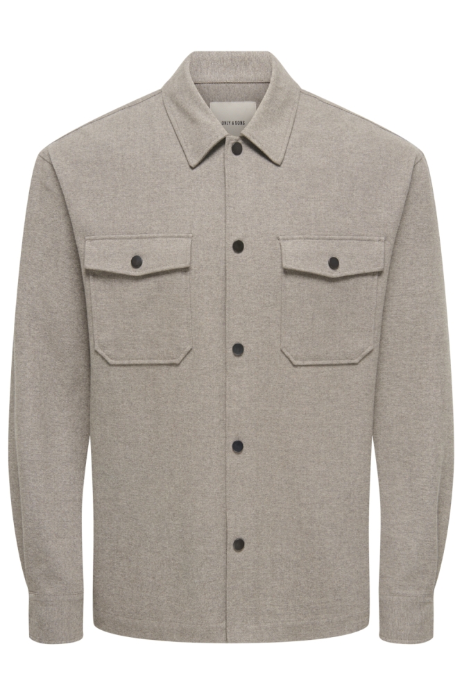 Only & Sons camel heren overhemd | Vooraanzicht