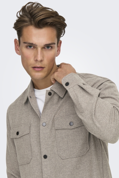 Only & Sons camel heren overhemd | Close up