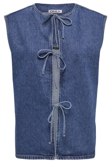 Only Vest ONLDORSI SL BOW OVERSIZE VEST DNM S 15360471 MEDIUM BLUE DENIM