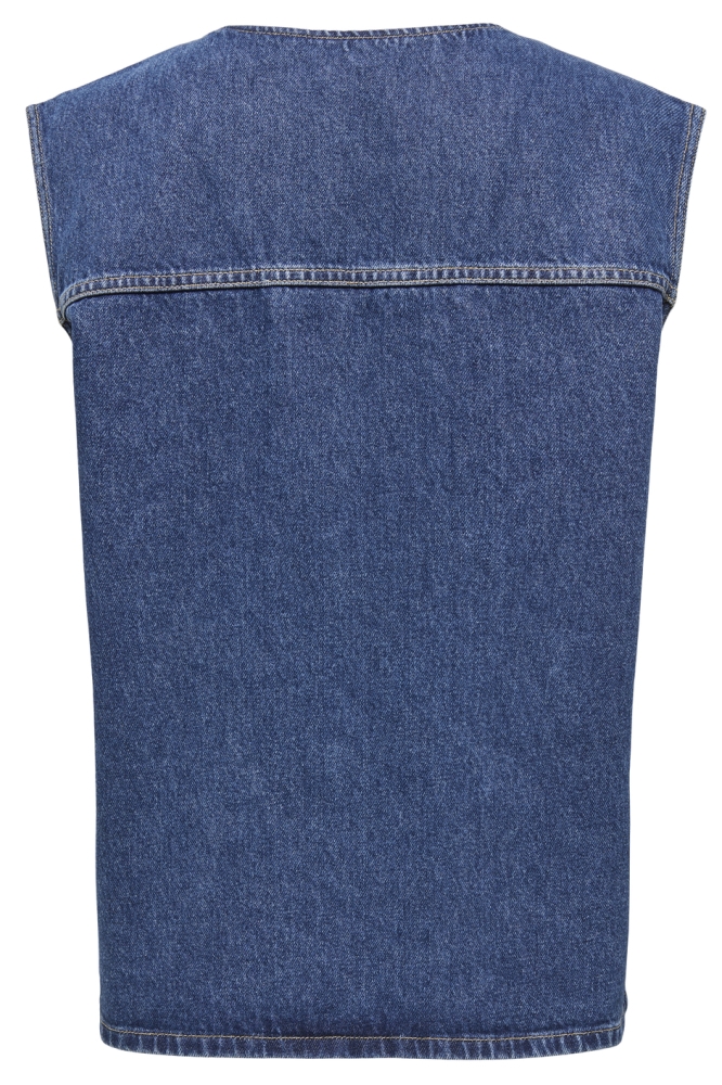 Only blauwe dames gilet | Achteraanzicht