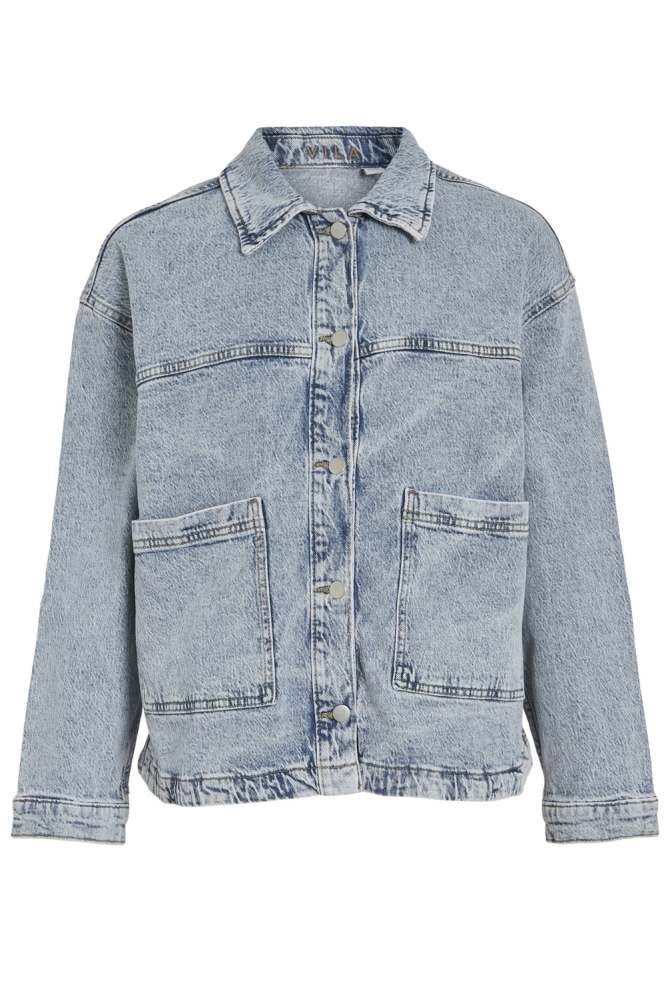 Vila blauwe dames jas | Vooraanzicht