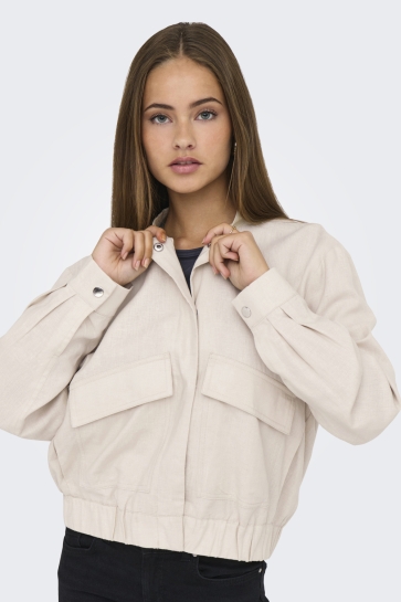 Jacqueline de Yong JDYKARI LINEN MIX SHORT JACKET OTW 15347652 MOONBEAM
