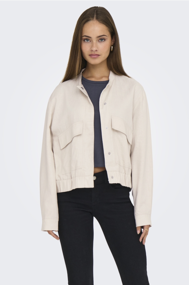 Jacqueline de Yong beige dames jas | Model vooraanzicht