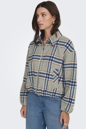 Only Jas ONLRITA LIFE CHECK BOMBER OTW 15358251 MEDIUM GREY MELANGE/CHECK