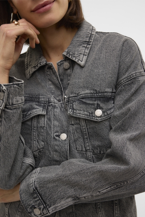 Vero Moda grijze dames jas | Close up
