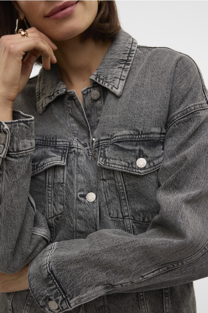 Vero Moda grijze dames jas | Close up