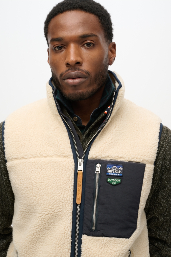 Superdry beige heren jas | Close up