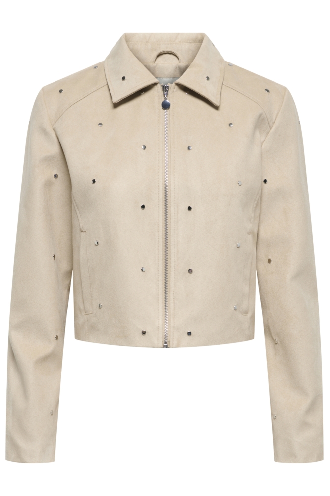 Jacqueline de Yong beige dames jas | Vooraanzicht