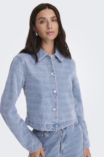 Jacqueline de Yong Jas JDYNICO L/S STRUCTURE SCHAKET DNM 15362003 Light Blue Denim