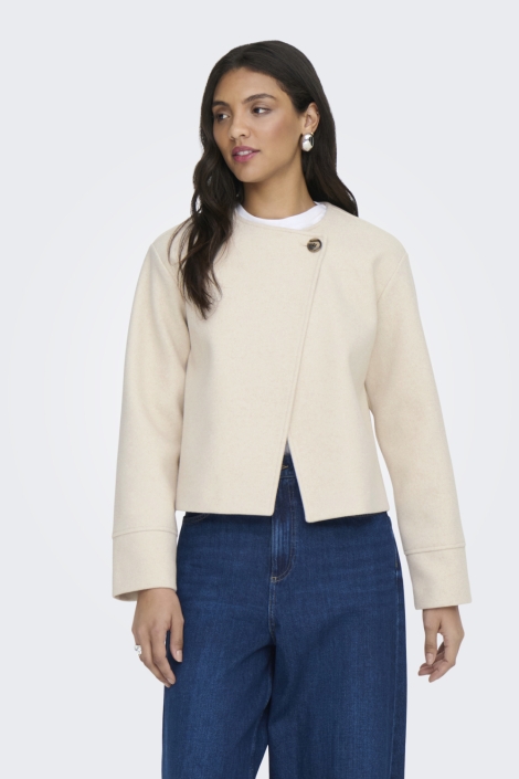 Jacqueline de Yong beige dames jas | Model vooraanzicht