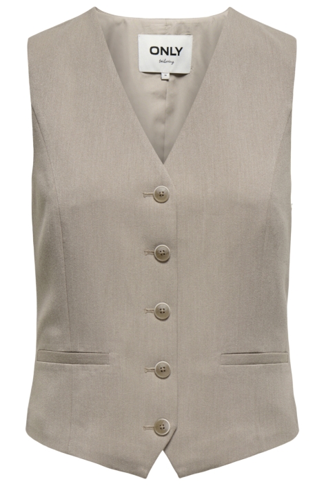 Only taupe dames gilet | Vooraanzicht