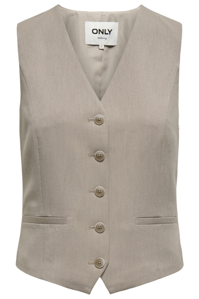 Only taupe dames gilet | Vooraanzicht