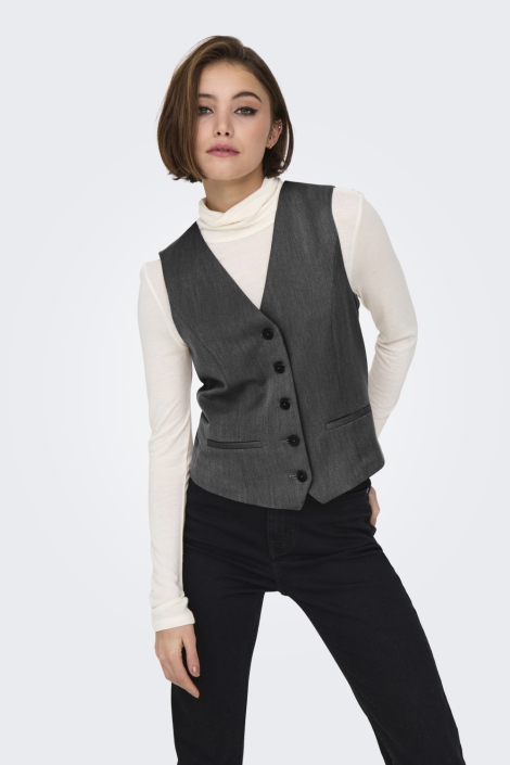 Only grijze dames gilet | Model vooraanzicht