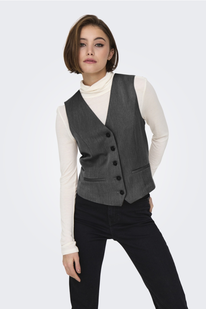 Only grijze dames gilet | Model vooraanzicht