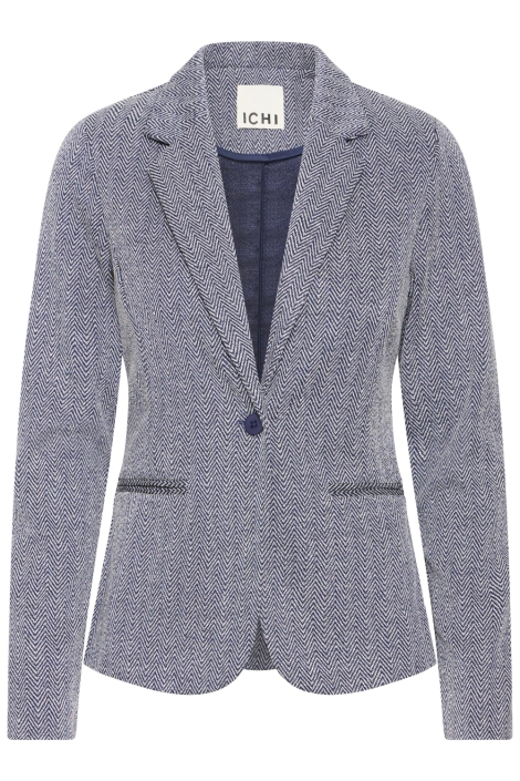 Ichi blauwe dames blazer | Vooraanzicht