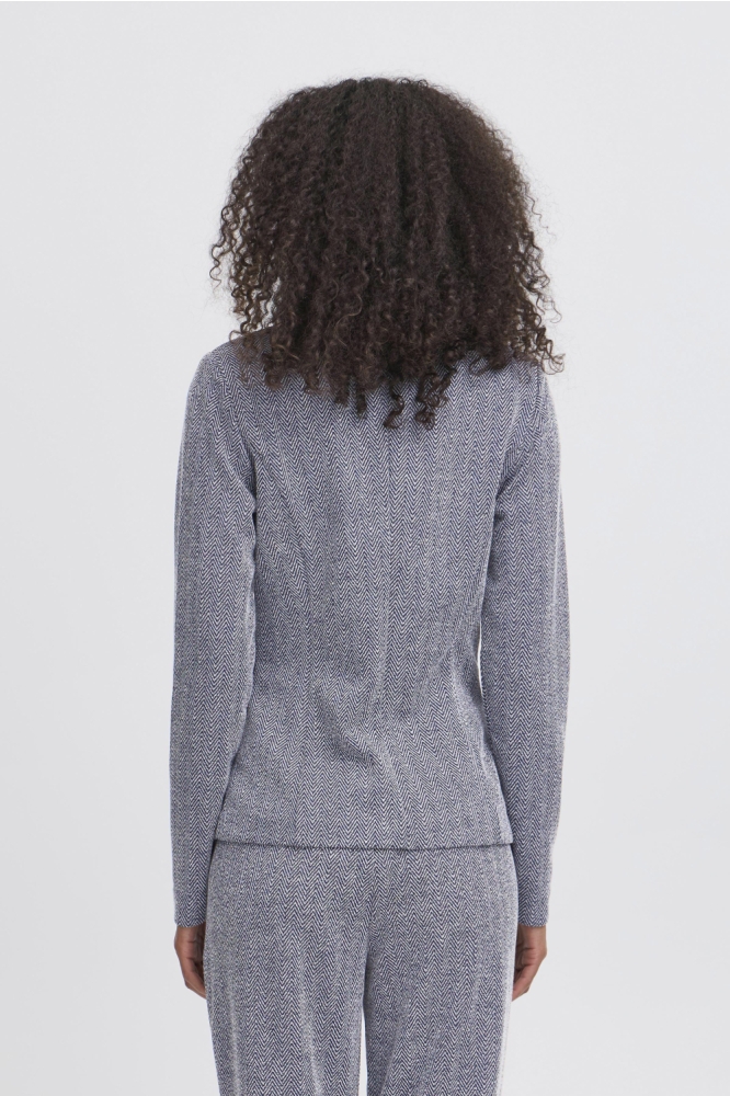 Ichi blauwe dames blazer | Model achteraanzicht