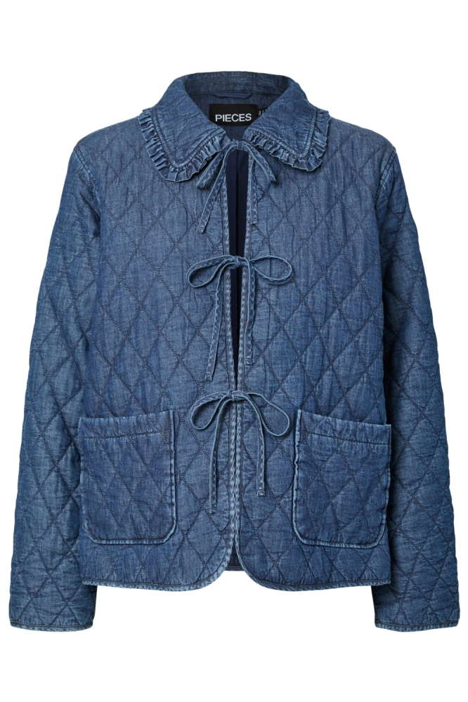 Pieces blauwe dames jas | Vooraanzicht