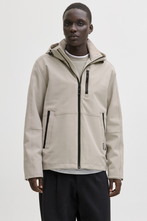 Jack & Jones beige heren jas | Model vooraanzicht