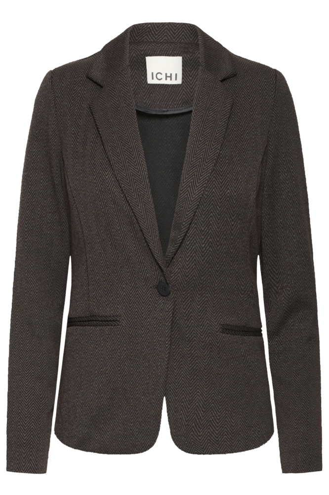 Ichi bruine dames blazer | Vooraanzicht