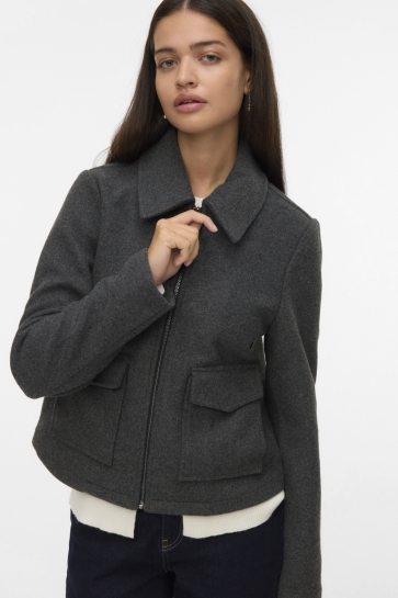 Vero Moda Jas VMSAFIR SHORT JACKET GA NOOS 10331731 DARK GREY MELANGE