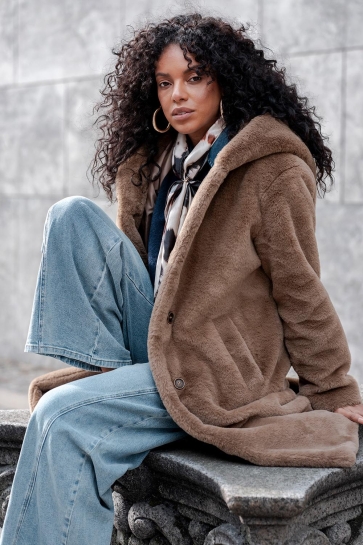 Geisha Jas FAUX FUR MANTEL 58536 21 BROWN