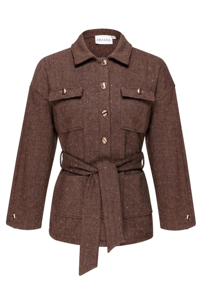 Kimara bruine dames jas | Vooraanzicht