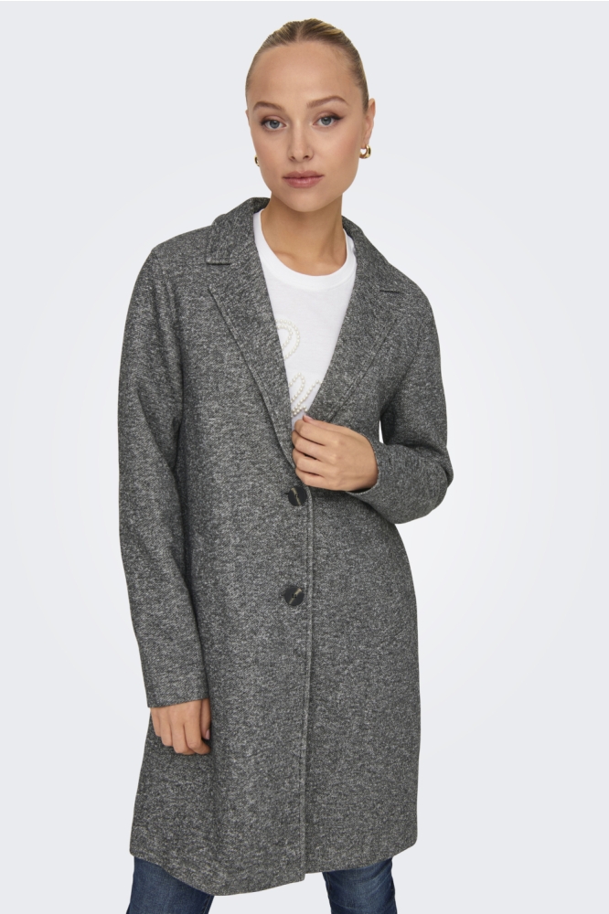 Only grijze dames jas | Model vooraanzicht