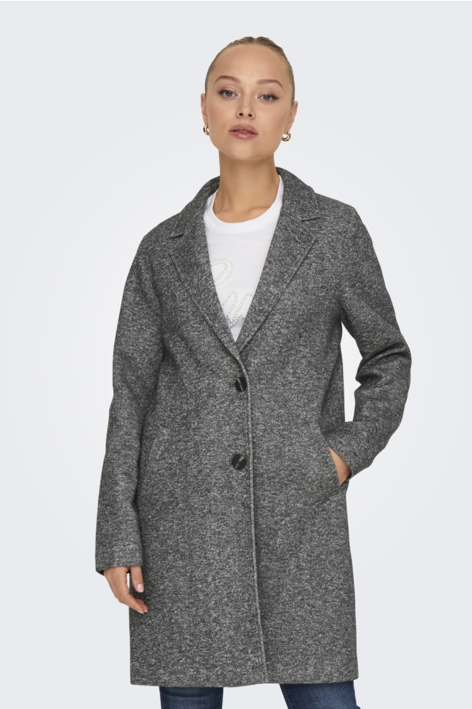 Only grijze dames jas | Model vooraanzicht