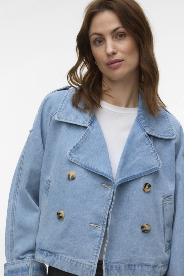 Vero Moda VMLELOU LS SHORT TRENCHCOAT MIX NOO 10345736 Light Blue Denim