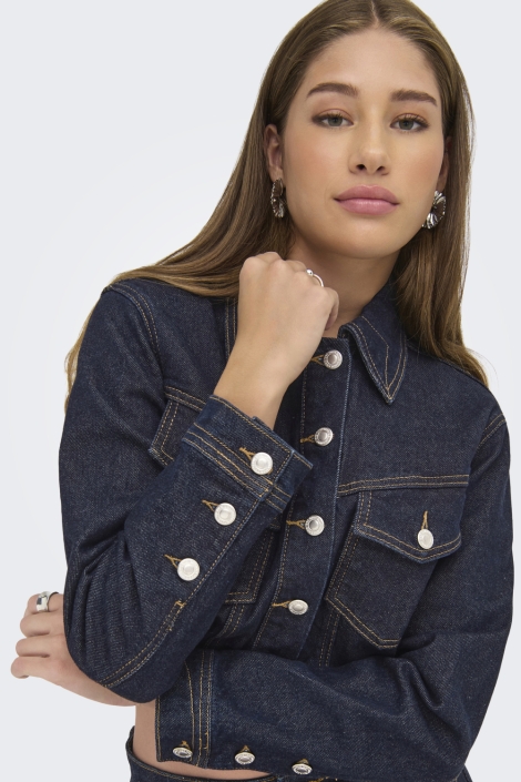 Only blauwe dames jas | Close up