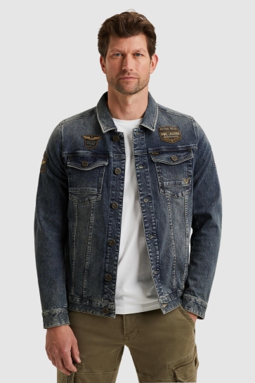 PME legend Jas DENIM JACKET MET BADGES PDJ2508715 DOUBLE CROSS VINTAGE