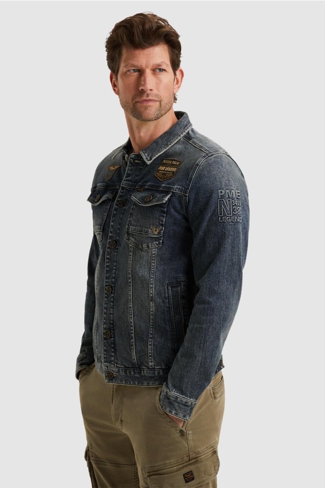 PME legend blauwe heren jas | Model zijaanzicht