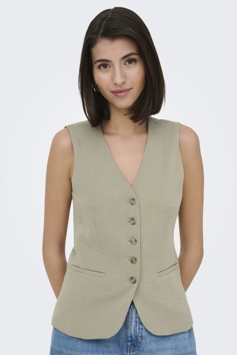 Jacqueline de Yong groene dames gilet | Model vooraanzicht