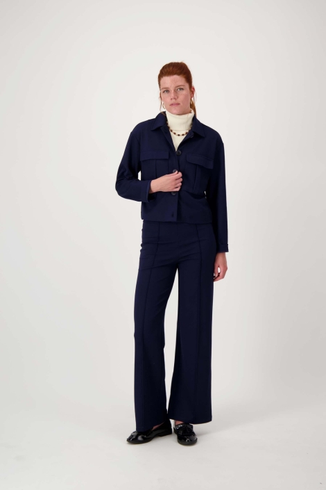 Zusss blauwe dames vest | Model vooraanzicht