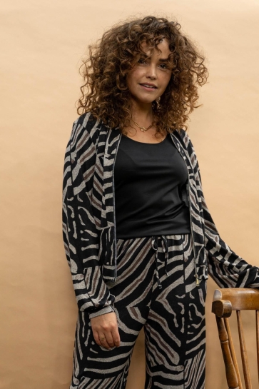 FOS Amsterdam Vest BAMBI PATCHWORK ZEBRA 7558 001 BLACK