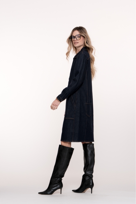 Geisha blauwe dames jurk | Model zijaanzicht