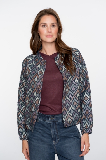 Geisha Vest KORT JASJE MET IKAT PRINT 55710 20 000625 BLUE