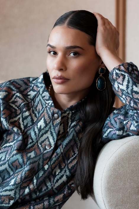 Geisha blauwe dames vest | Sfeerbeeld, In situatie