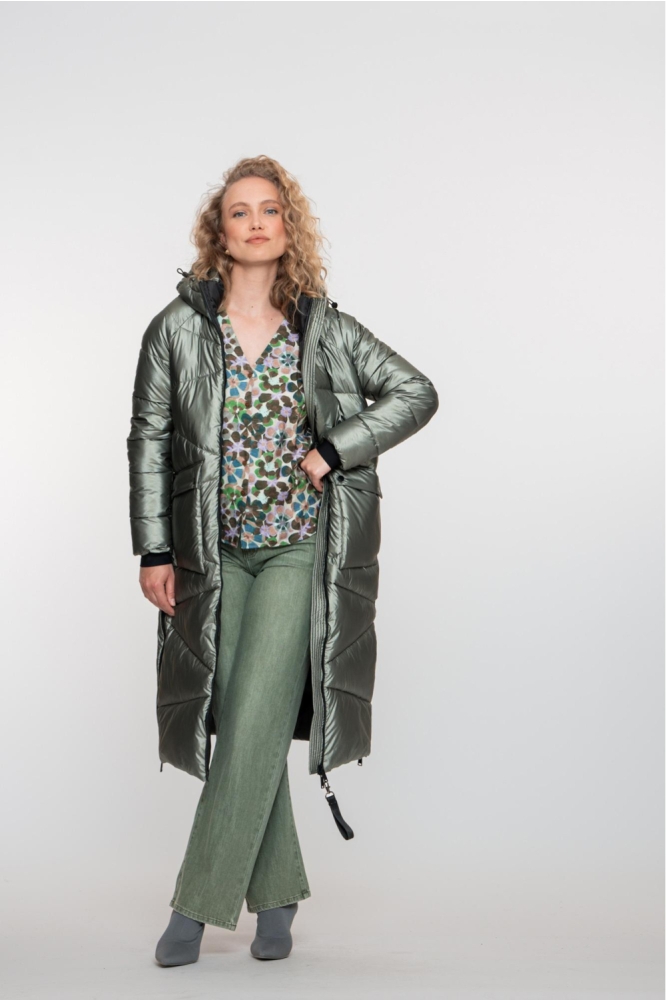 Geisha groene dames jas | Model vooraanzicht